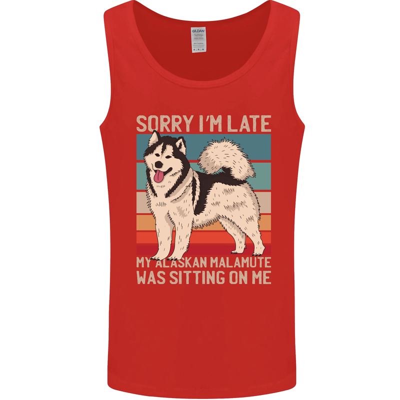 Alaskan Dog Sorry I'm Late Mens Vest Tank Top Red