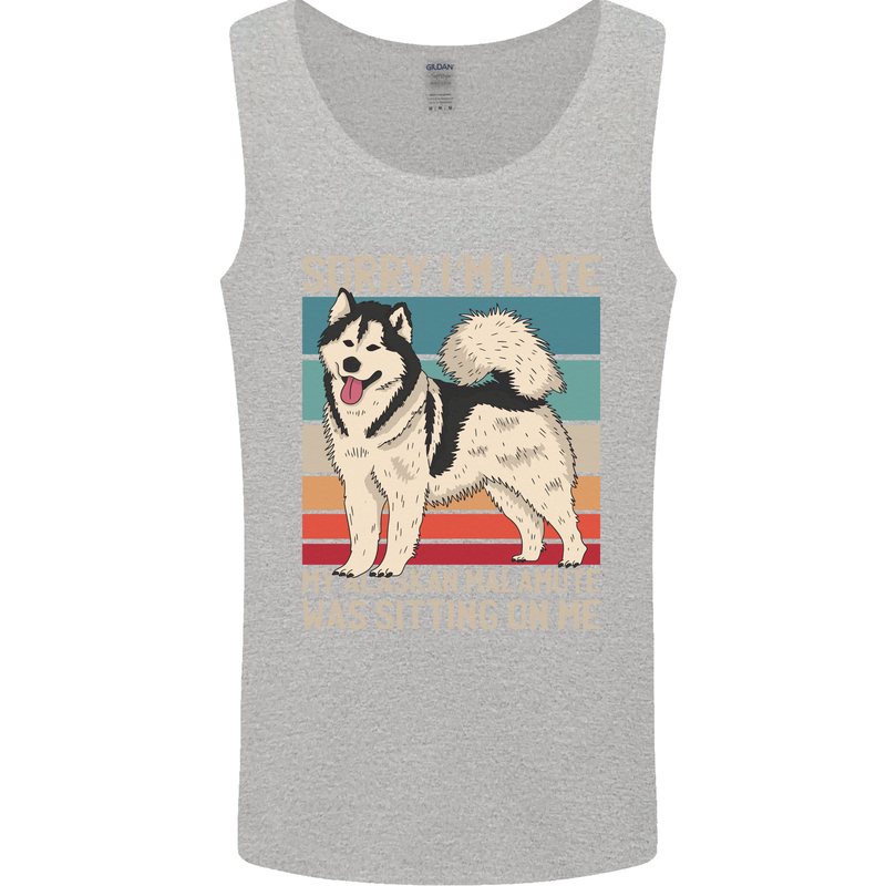 Alaskan Dog Sorry I'm Late Mens Vest Tank Top Sports Grey