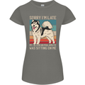Alaskan Dog Sorry I'm Late Womens Petite Cut T-Shirt Charcoal
