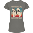Alaskan Dog Sorry I'm Late Womens Petite Cut T-Shirt Charcoal