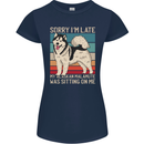Alaskan Dog Sorry I'm Late Womens Petite Cut T-Shirt Navy Blue