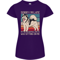 Alaskan Dog Sorry I'm Late Womens Petite Cut T-Shirt Purple