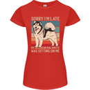 Alaskan Dog Sorry I'm Late Womens Petite Cut T-Shirt Red