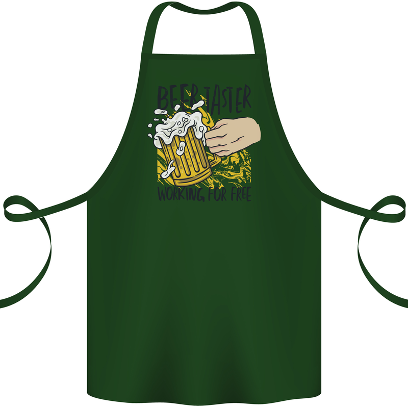 Alcohol Beer Taster Working for Free Funny Cotton Apron 100% Organic Forest Green