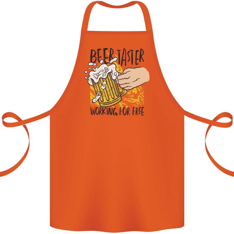 Alcohol Beer Taster Working for Free Funny Cotton Apron 100% Organic Orange