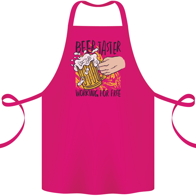 Alcohol Beer Taster Working for Free Funny Cotton Apron 100% Organic Pink