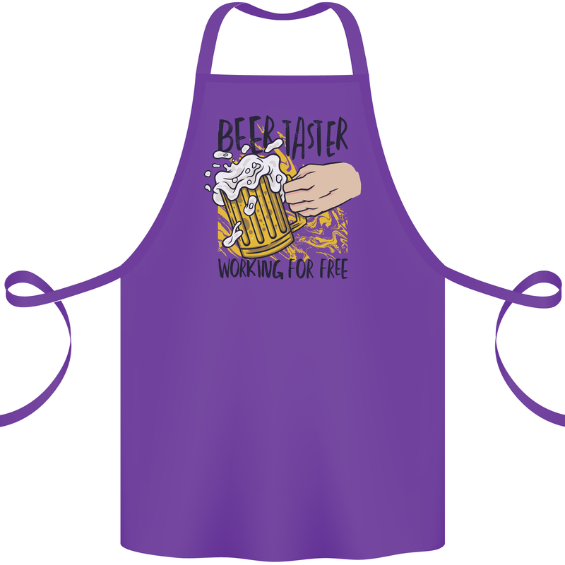 Alcohol Beer Taster Working for Free Funny Cotton Apron 100% Organic Purple