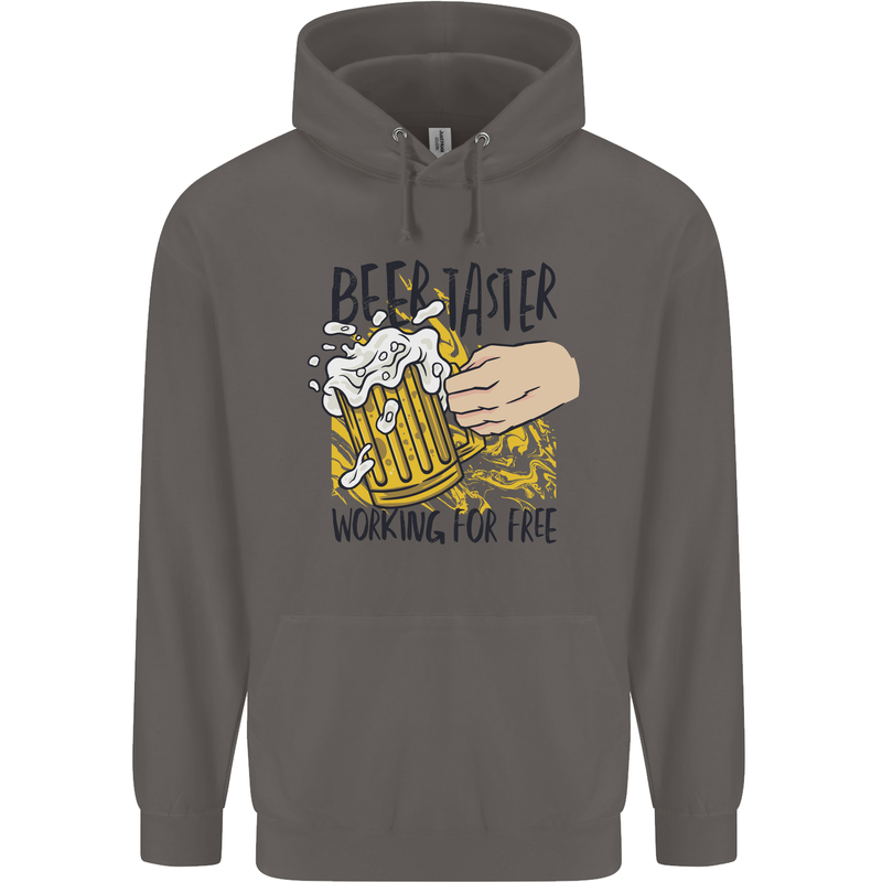 Alcohol Beer Taster Working for Free Funny Mens 80% Cotton Hoodie Charcoal