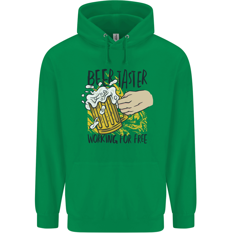 Alcohol Beer Taster Working for Free Funny Mens 80% Cotton Hoodie Irish Green