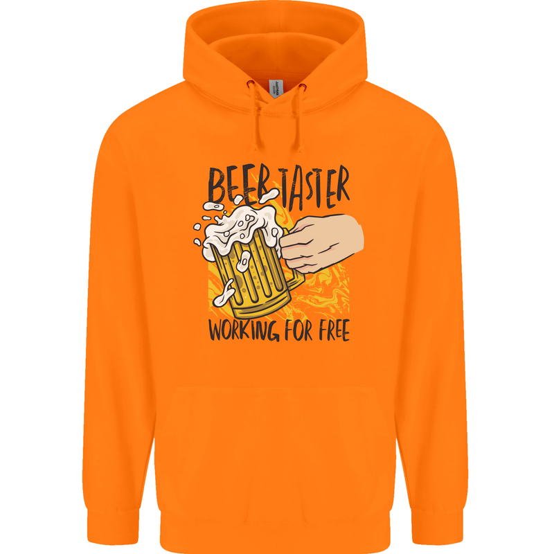 Alcohol Beer Taster Working for Free Funny Mens 80% Cotton Hoodie Orange