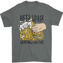 Alcohol Beer Taster Working for Free Funny Mens T-Shirt Cotton Gildan Charcoal