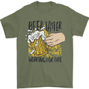 Alcohol Beer Taster Working for Free Funny Mens T-Shirt Cotton Gildan Military Green