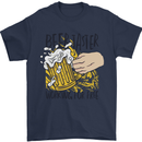 Alcohol Beer Taster Working for Free Funny Mens T-Shirt Cotton Gildan Navy Blue