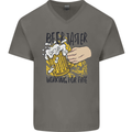 Alcohol Beer Taster Working for Free Funny Mens V-Neck Cotton T-Shirt Charcoal