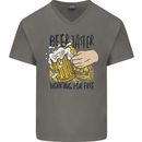 Alcohol Beer Taster Working for Free Funny Mens V-Neck Cotton T-Shirt Charcoal