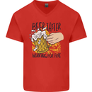 Alcohol Beer Taster Working for Free Funny Mens V-Neck Cotton T-Shirt Red