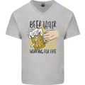 Alcohol Beer Taster Working for Free Funny Mens V-Neck Cotton T-Shirt Sports Grey