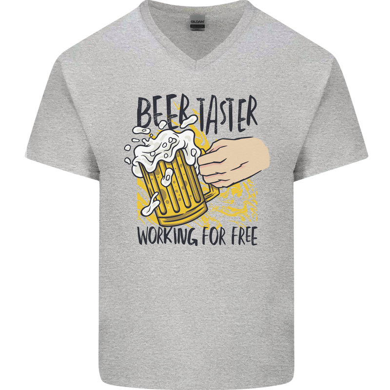 Alcohol Beer Taster Working for Free Funny Mens V-Neck Cotton T-Shirt Sports Grey