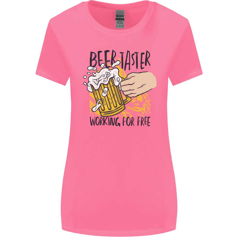 Alcohol Beer Taster Working for Free Funny Womens Wider Cut T-Shirt Azalea