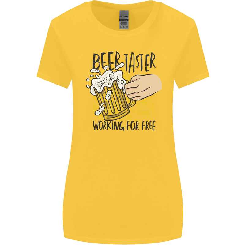 Alcohol Beer Taster Working for Free Funny Womens Wider Cut T-Shirt Yellow