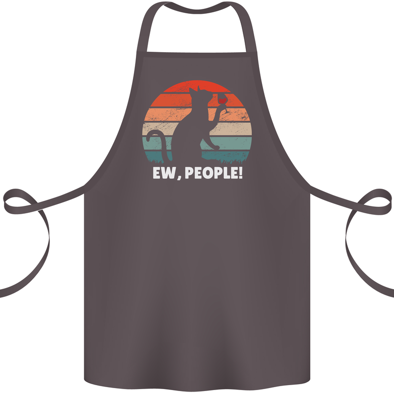 Alcohol Drinking Cat Ew People Cotton Apron 100% Organic Dark Grey