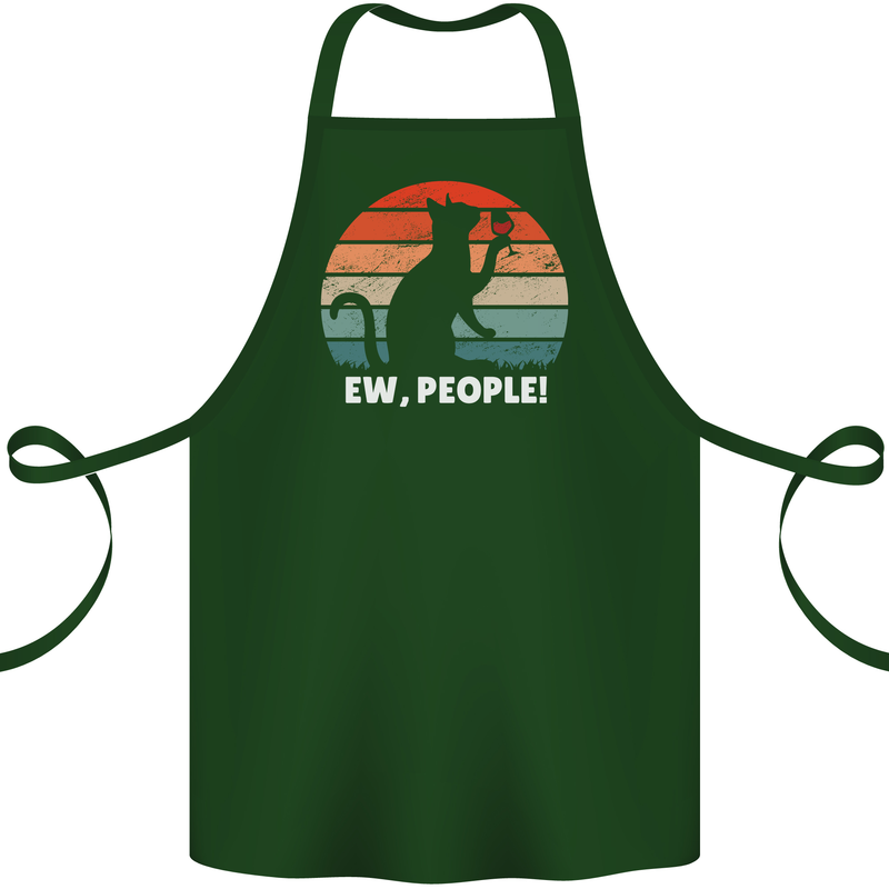 Alcohol Drinking Cat Ew People Cotton Apron 100% Organic Forest Green