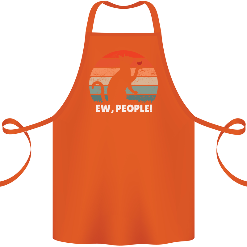 Alcohol Drinking Cat Ew People Cotton Apron 100% Organic Orange