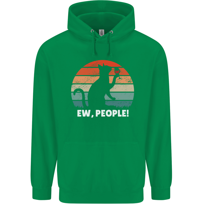 Alcohol Drinking Cat Ew People Mens 80% Cotton Hoodie Irish Green