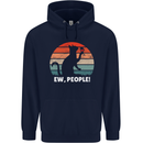 Alcohol Drinking Cat Ew People Mens 80% Cotton Hoodie Navy Blue