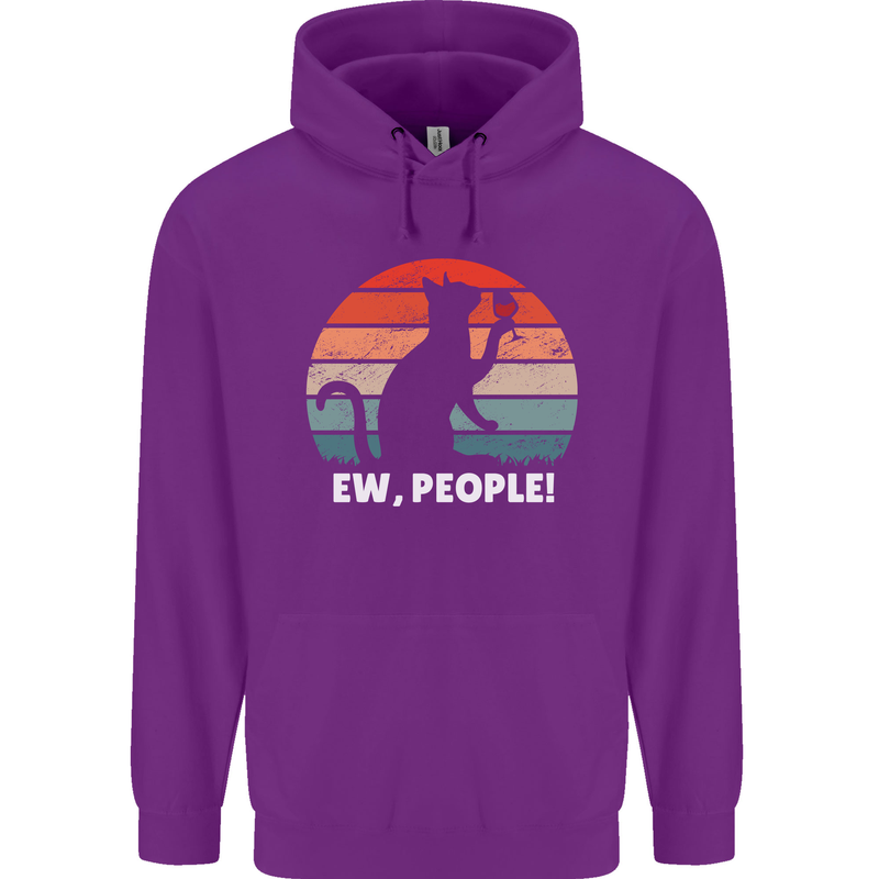 Alcohol Drinking Cat Ew People Mens 80% Cotton Hoodie Purple