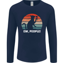 Alcohol Drinking Cat Ew People Mens Long Sleeve T-Shirt Navy Blue