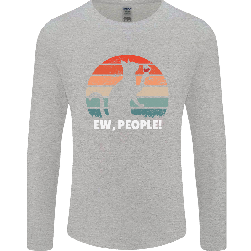 Alcohol Drinking Cat Ew People Mens Long Sleeve T-Shirt Sports Grey