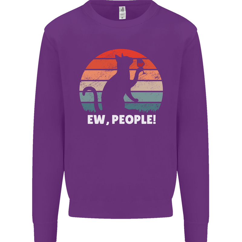 Alcohol Drinking Cat Ew People Mens Sweatshirt Jumper Purple