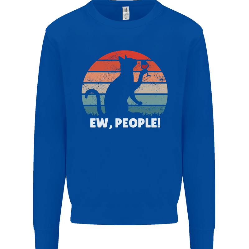 Alcohol Drinking Cat Ew People Mens Sweatshirt Jumper Royal Blue