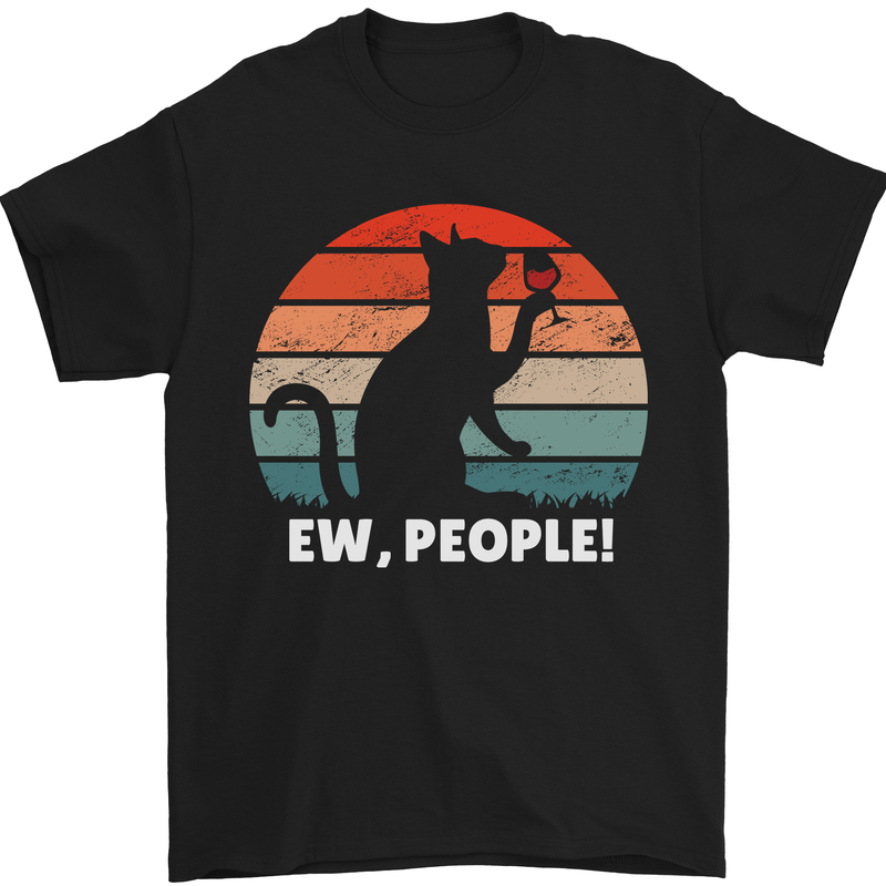 Alcohol Drinking Cat Ew People Mens T-Shirt Cotton Gildan Black