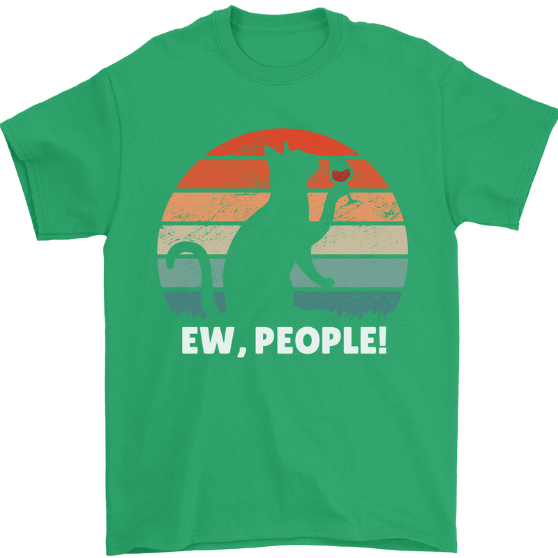 Alcohol Drinking Cat Ew People Mens T-Shirt Cotton Gildan Irish Green