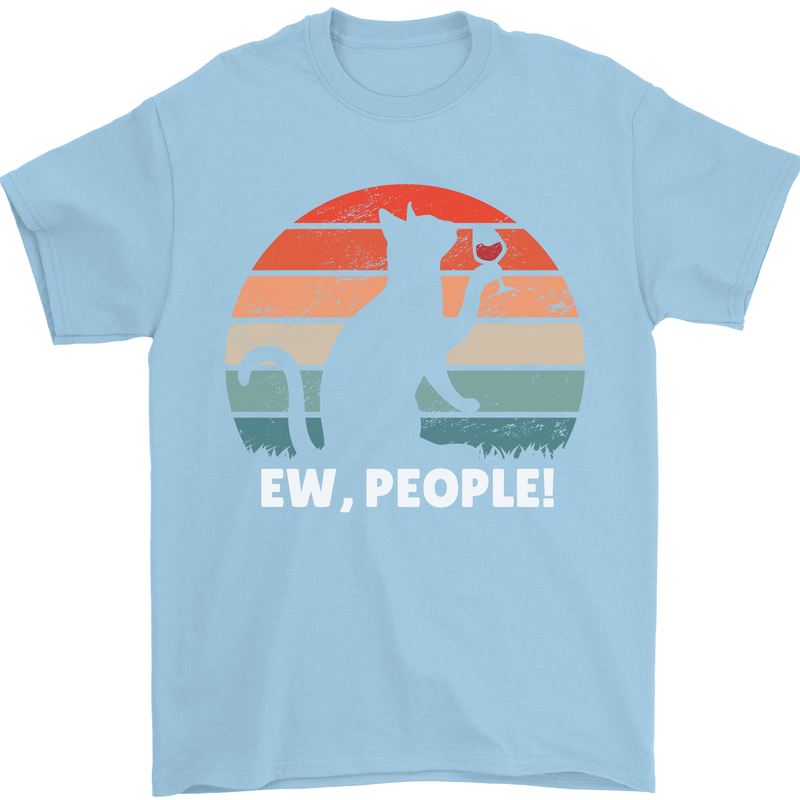 Alcohol Drinking Cat Ew People Mens T-Shirt Cotton Gildan Light Blue