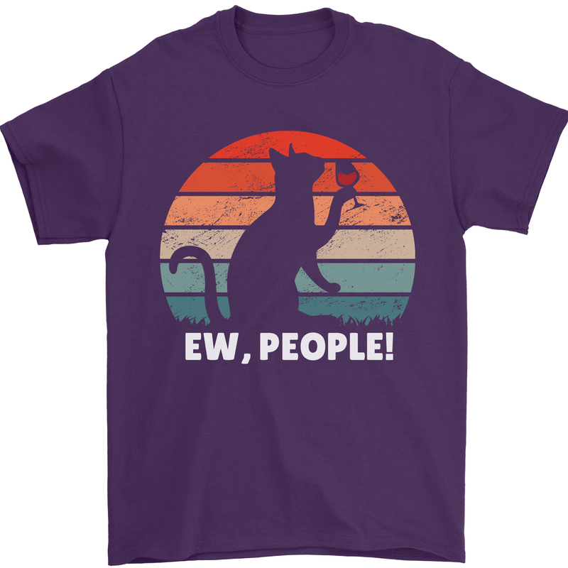 Alcohol Drinking Cat Ew People Mens T-Shirt Cotton Gildan Purple