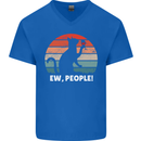 Alcohol Drinking Cat Ew People Mens V-Neck Cotton T-Shirt Royal Blue