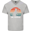 Alcohol Drinking Cat Ew People Mens V-Neck Cotton T-Shirt Sports Grey