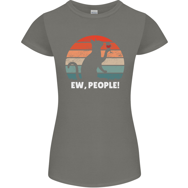 Alcohol Drinking Cat Ew People Womens Petite Cut T-Shirt Charcoal