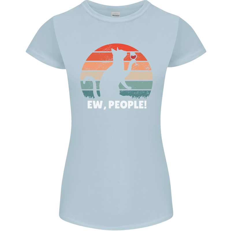 Alcohol Drinking Cat Ew People Womens Petite Cut T-Shirt Light Blue