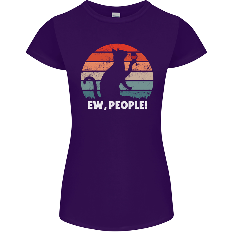 Alcohol Drinking Cat Ew People Womens Petite Cut T-Shirt Purple