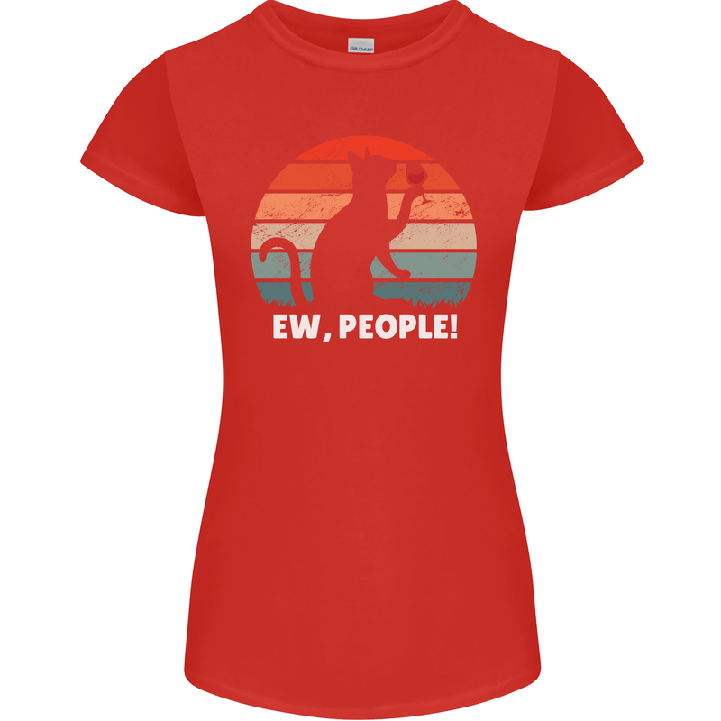 Alcohol Drinking Cat Ew People Womens Petite Cut T-Shirt Red
