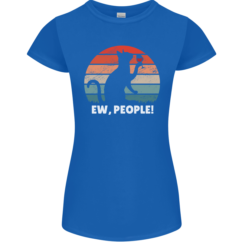 Alcohol Drinking Cat Ew People Womens Petite Cut T-Shirt Royal Blue