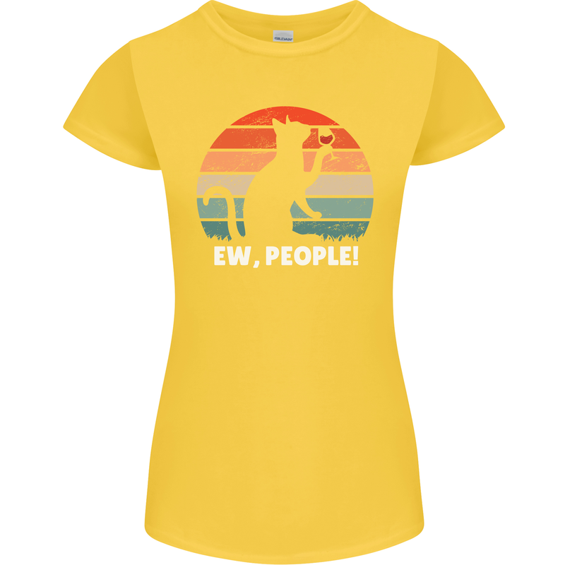 Alcohol Drinking Cat Ew People Womens Petite Cut T-Shirt Yellow