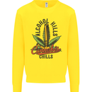 Alcohol Kills Cannabis Chills Weed Drugs Kids Sweatshirt Jumper Yellow