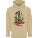 Alcohol Kills Cannabis Chills Weed Drugs Mens 80% Cotton Hoodie Sand