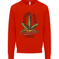 Alcohol Kills Cannabis Chills Weed Drugs Mens Sweatshirt Jumper Bright Red