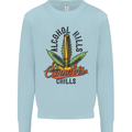 Alcohol Kills Cannabis Chills Weed Drugs Mens Sweatshirt Jumper Light Blue